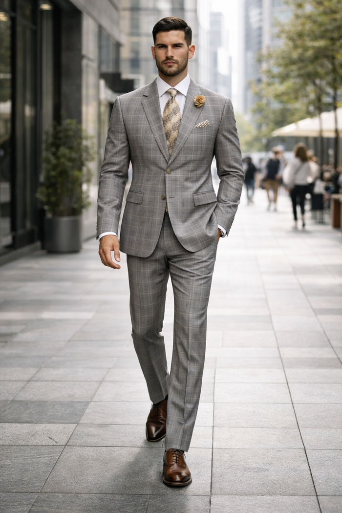 Light Grey Plaid Suit - 1920 Vintage Suit