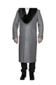 Removable Ankle length Fur Collar Full Length Gray Wool Herringbone ~ Overcoat 1920s 1940s men's Fashion Vintage Style - Mens Topcoat