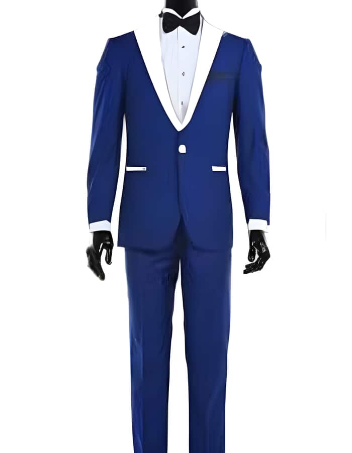 Mens Big and Tall Linen Suits - Royal Blue Linen Summer Fabric Suit