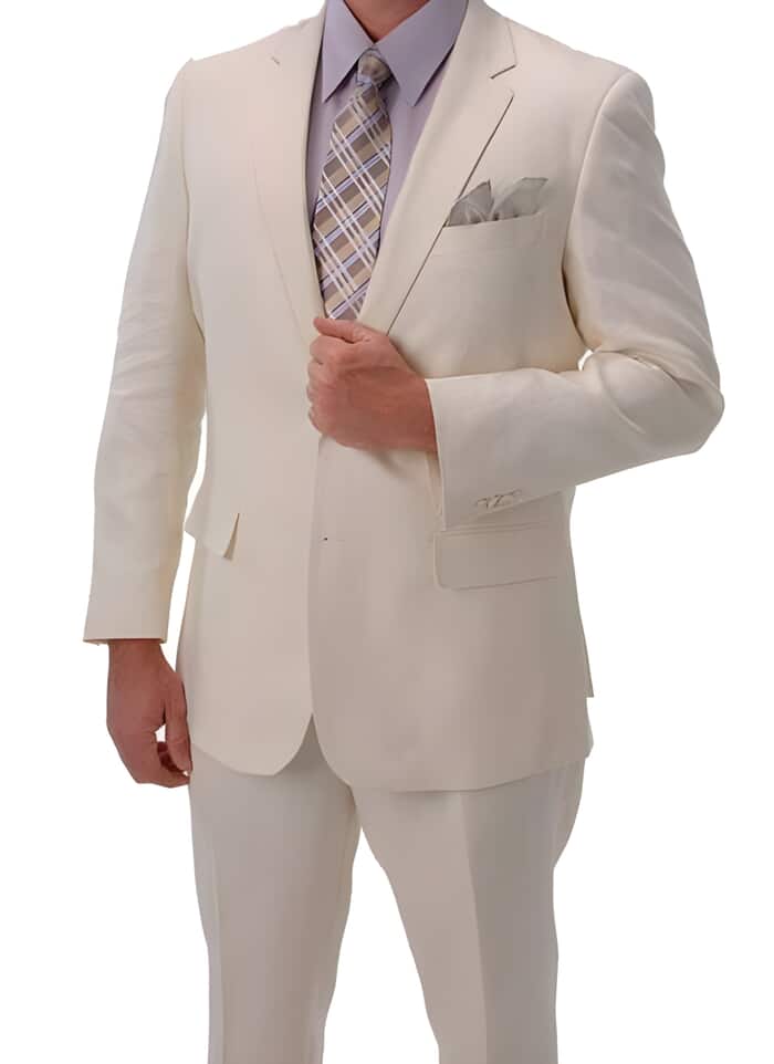 Mens Big and Tall Linen Suits - Summer Beige Fabric Suit