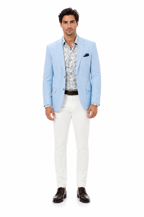 Linen Blazer - Light Blue Linen Sportcoat