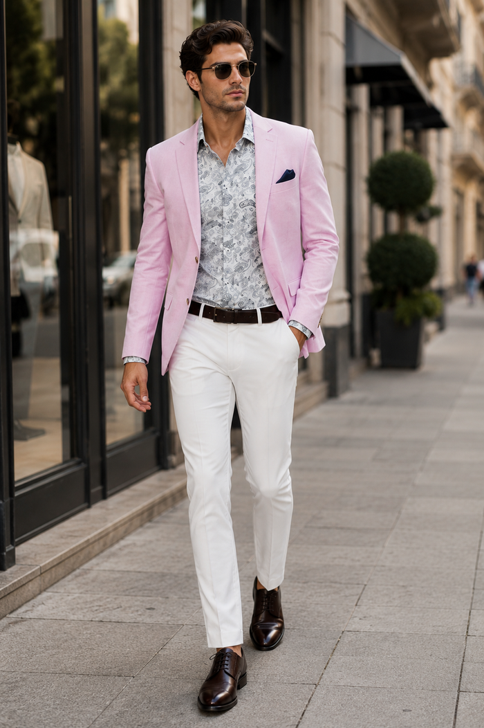 Linen Blazer - Pink Linen Sportcoat