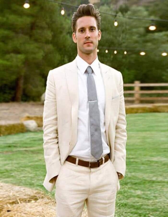 Mens Big and Tall Linen Suits - Ivory Cream Summer Fabric Suit