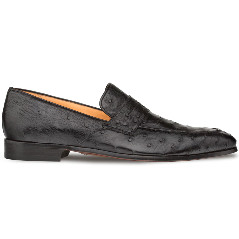 Mezlan Lisbon Ostrich Quill Penny Loafers Black (4561-S) - Medium