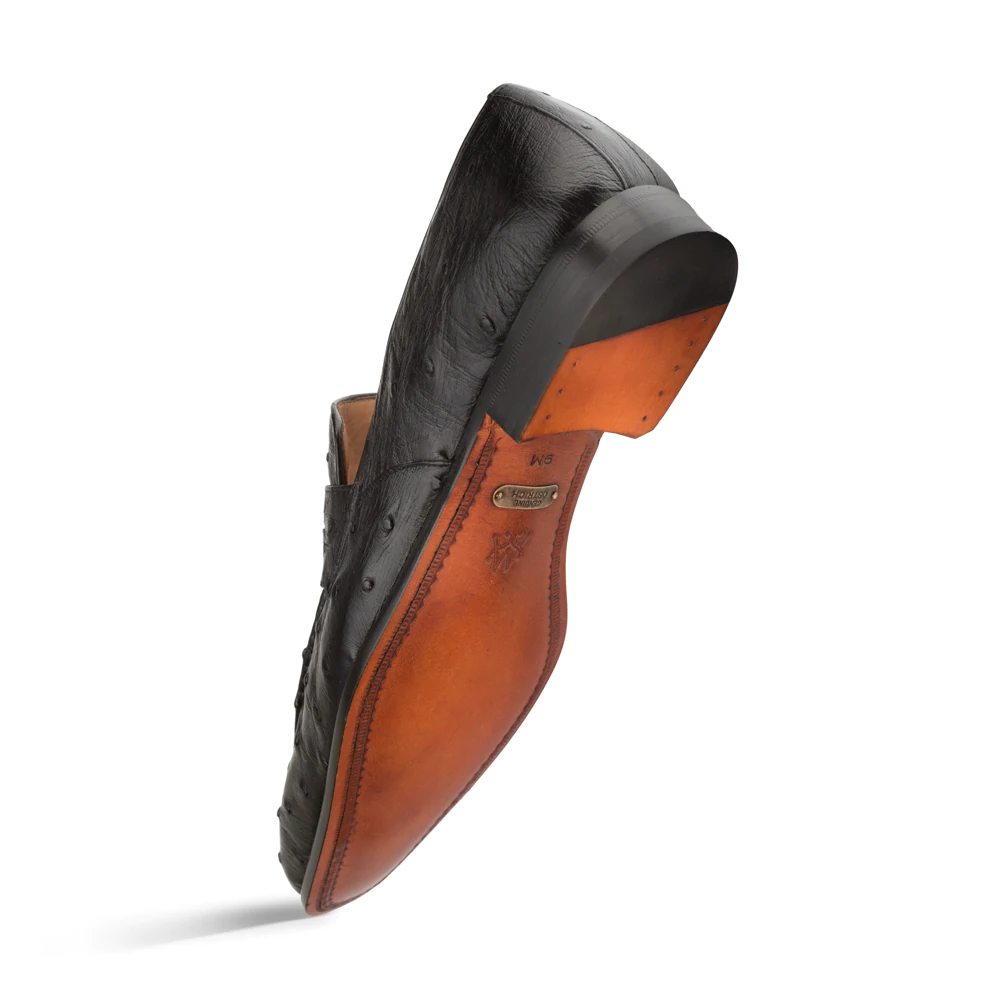 Mezlan Lisbon Ostrich Quill Penny Loafers Black (4561-S) - Medium