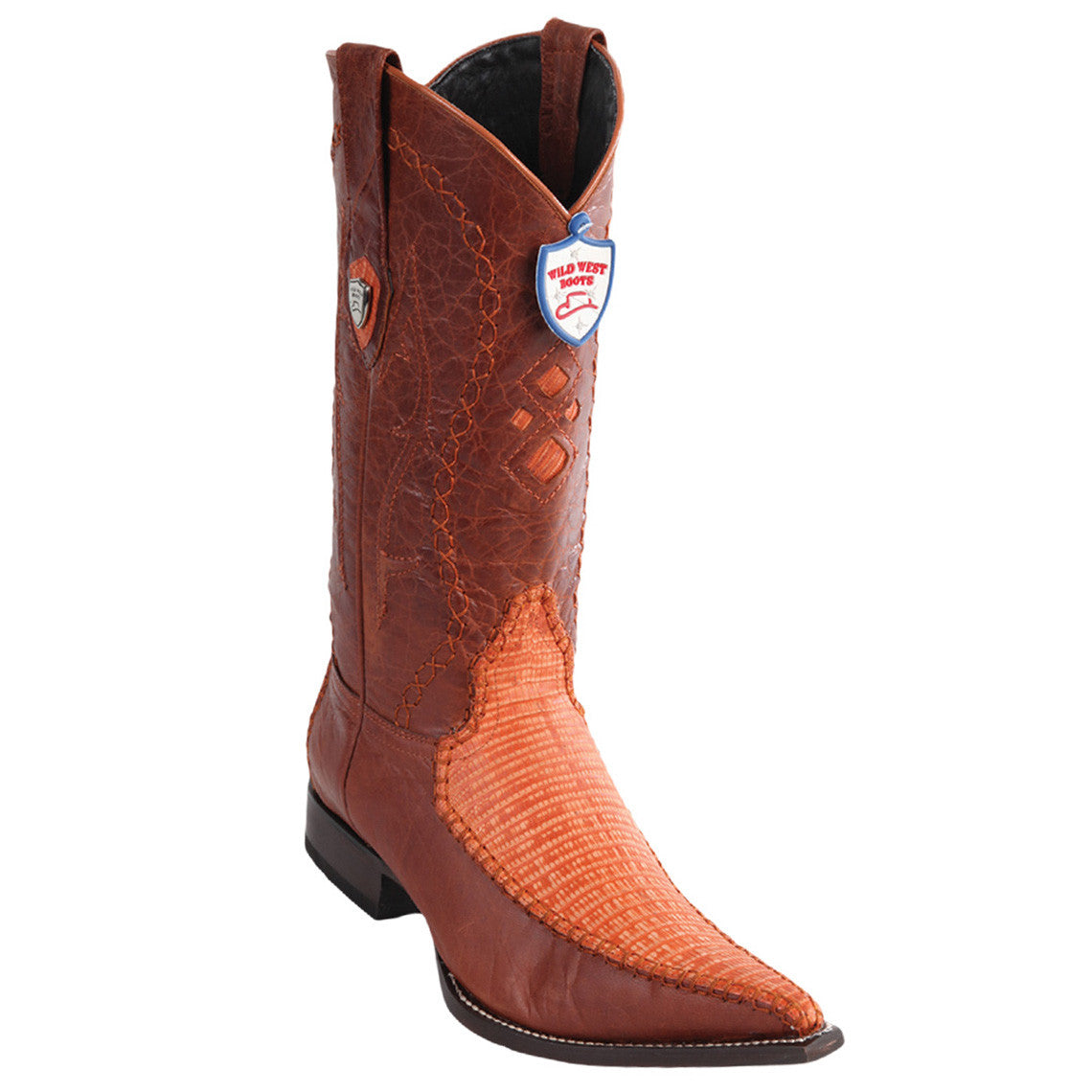 Lizard Pointy Cowboy Boots - Cognac