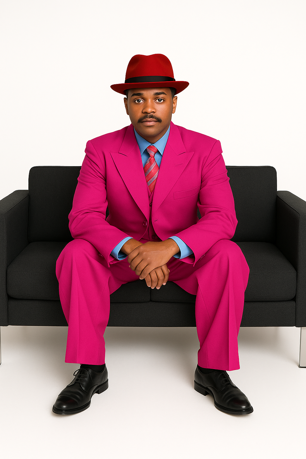 "Classic Men's Pink Zoot Suit - 2PC Long Fashion Ensemble" - 38 Long