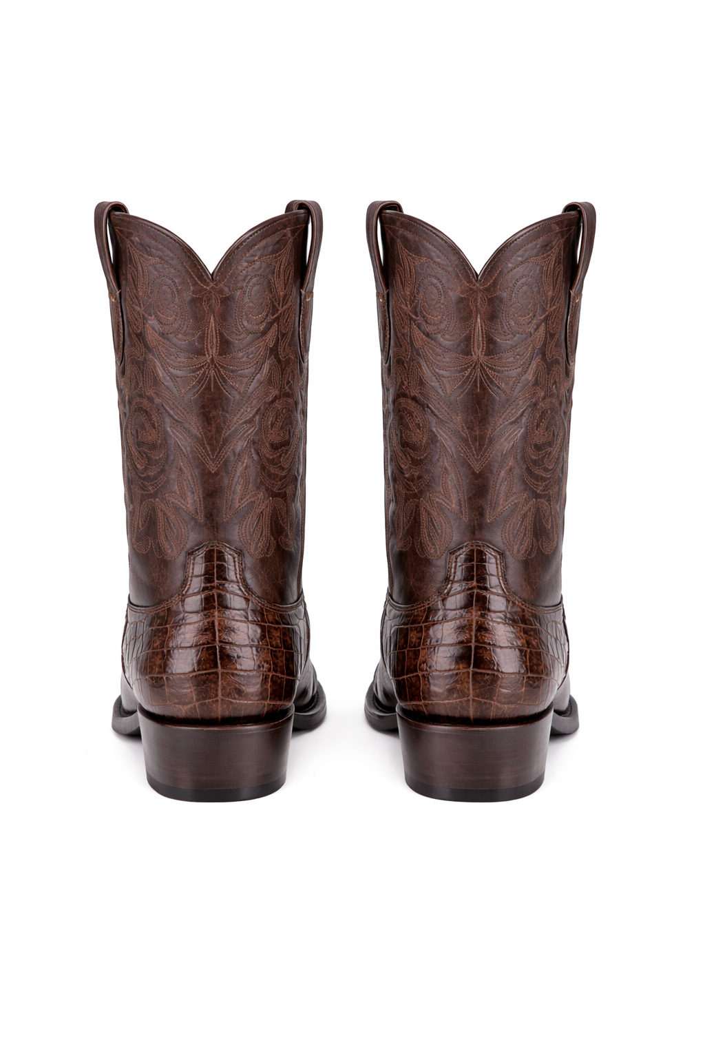 Los Altos Belly 7 Toe Brown Caiman Boots-New Designer Collection - 6