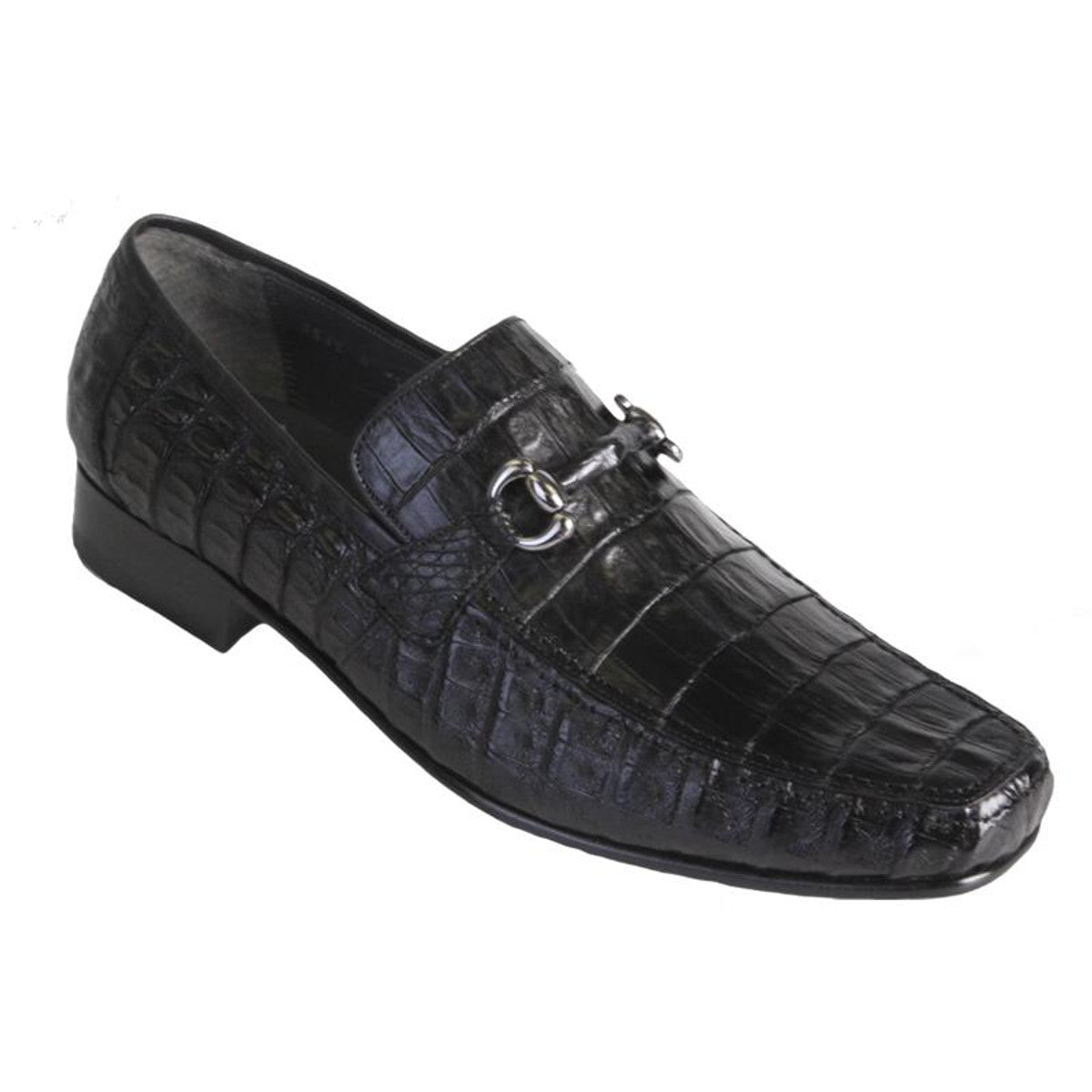 Los Altos  Black Crocodile Metal Bit Loafers - 8