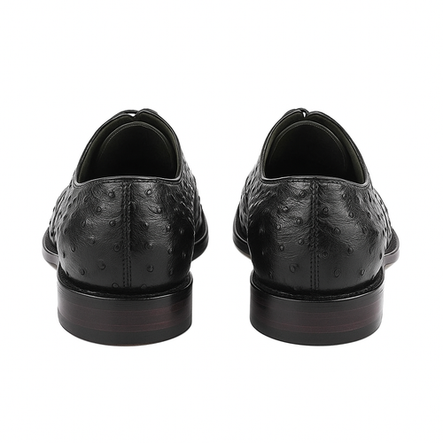 Los Altos Black Full Quill Ostrich Bicycle Toe Men's Lace Up Shoes
