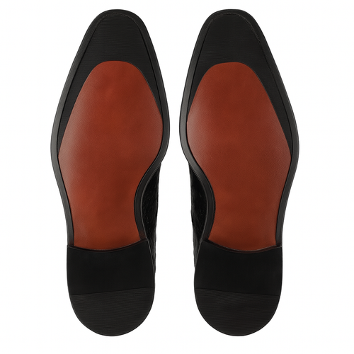 Los Altos Black Full Quill Ostrich Bicycle Toe Men's Lace Up Shoes
