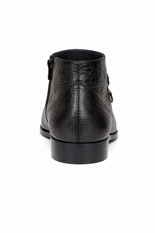 Los Altos Black Genuine Lizard Ankle Boot-New Designer Collection