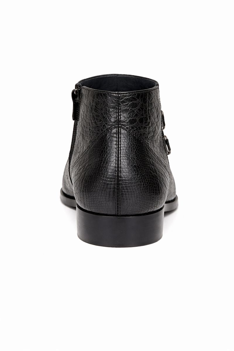 Los Altos Black Genuine Lizard Ankle Boot-New Designer Collection