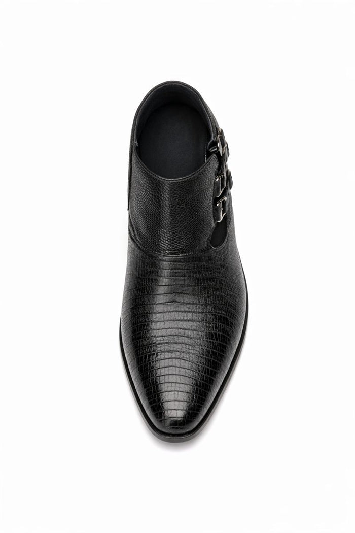 Los Altos Black Genuine Lizard Ankle Boot-New Designer Collection