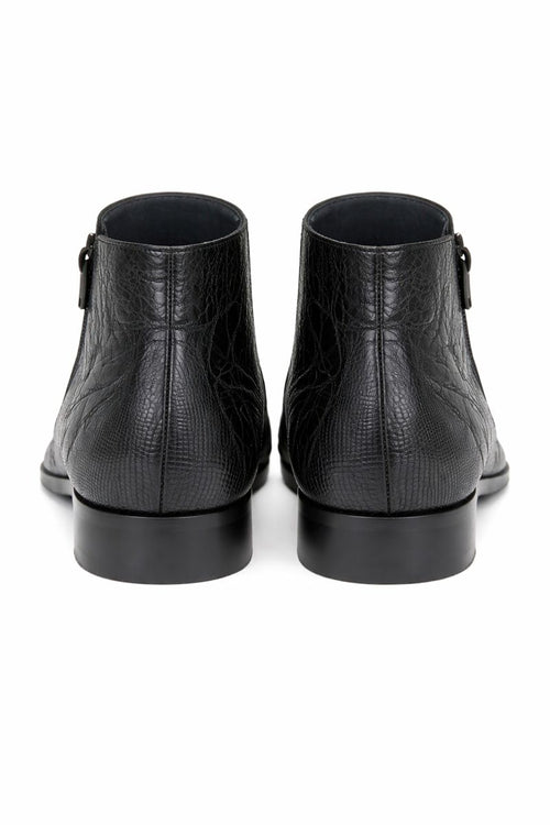 Los Altos Black Genuine Lizard Ankle Boot-New Designer Collection