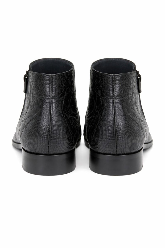 Los Altos Black Genuine Lizard Ankle Boot-New Designer Collection