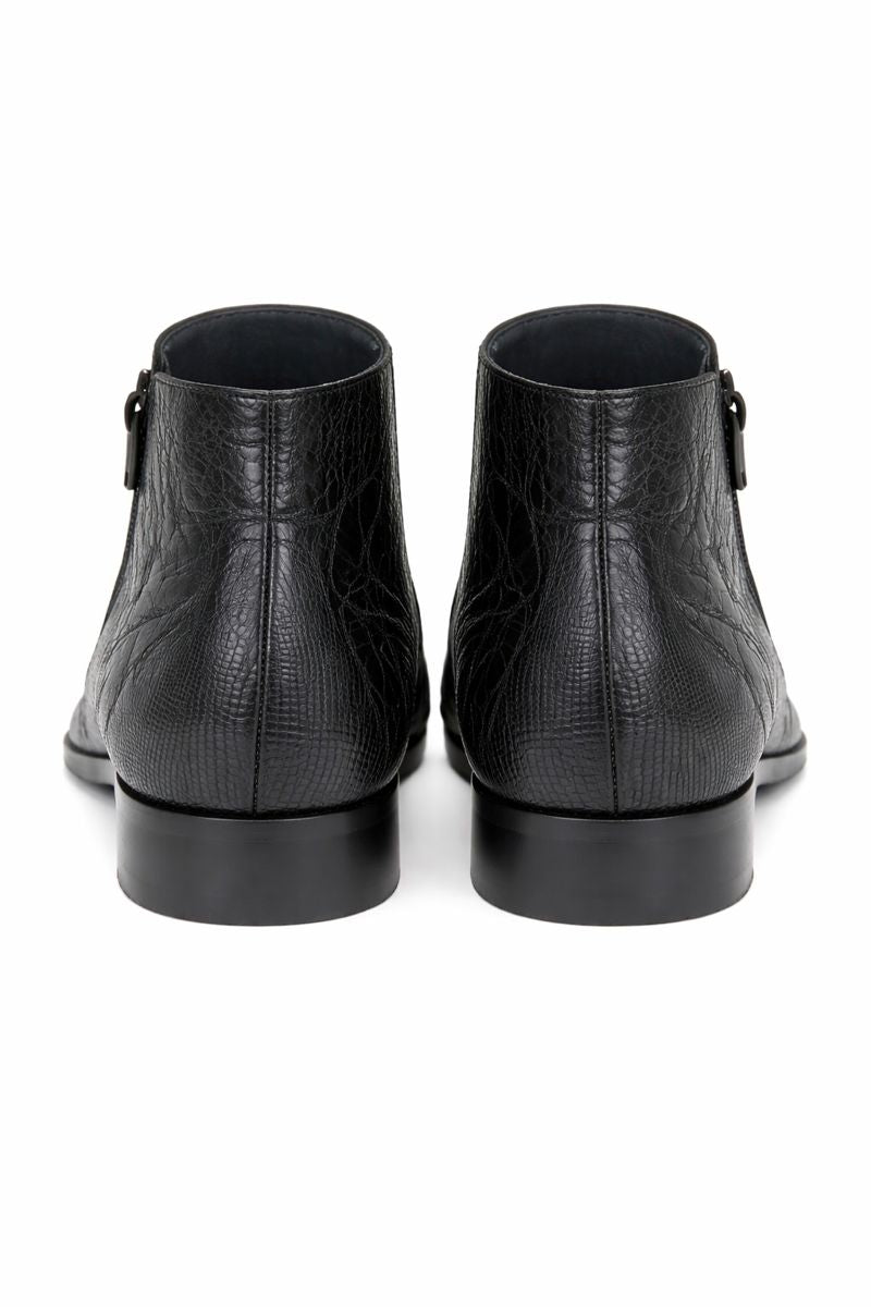Los Altos Black Genuine Lizard Ankle Boot-New Designer Collection