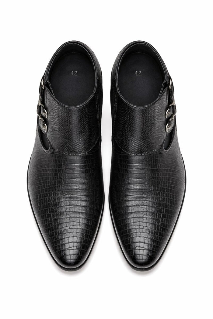 Los Altos Black Genuine Lizard Ankle Boot-New Designer Collection