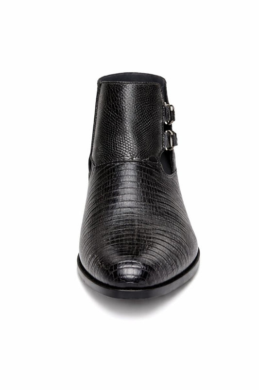 Los Altos Black Genuine Lizard Ankle Boot-New Designer Collection