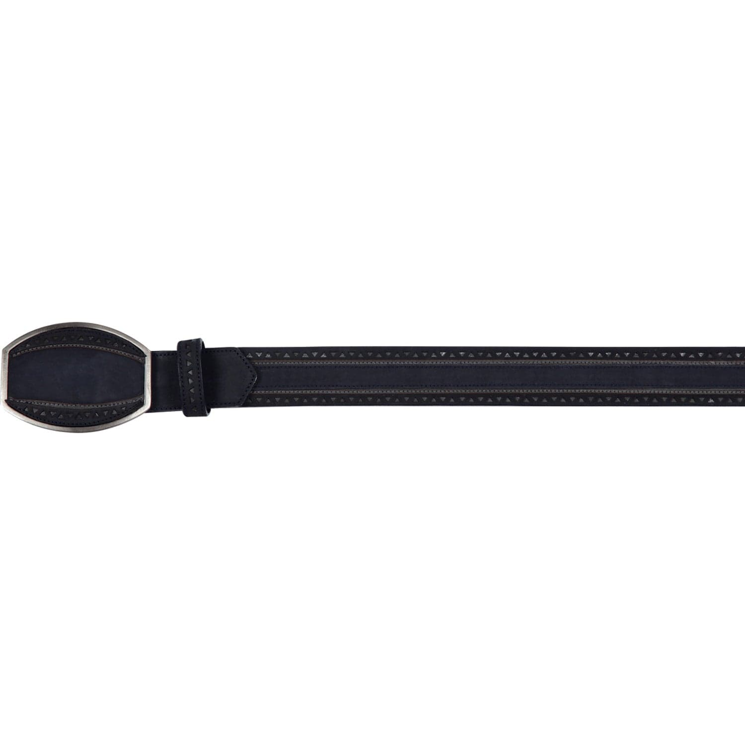 Los Altos Nobuck Genuine Leather Laser Design Casual Belt Navy Blue - 32