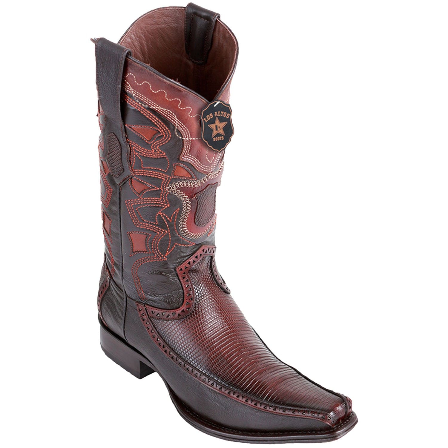 Men's Los Altos Ring Lizard and Deer European Square Toe Boots 76F06 - 6