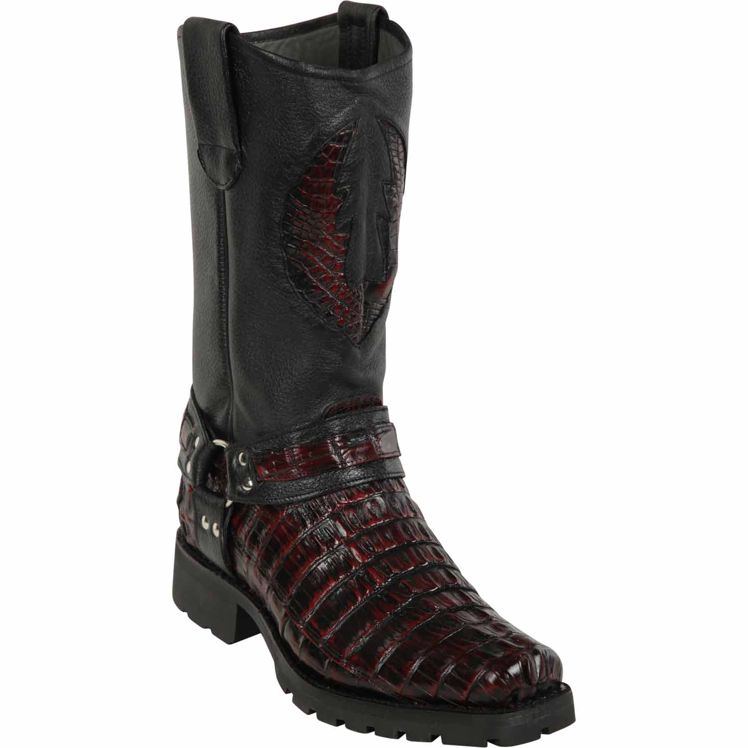 Men's Los Altos Caiman Tail Skin Biker Boots 55T01 - 6