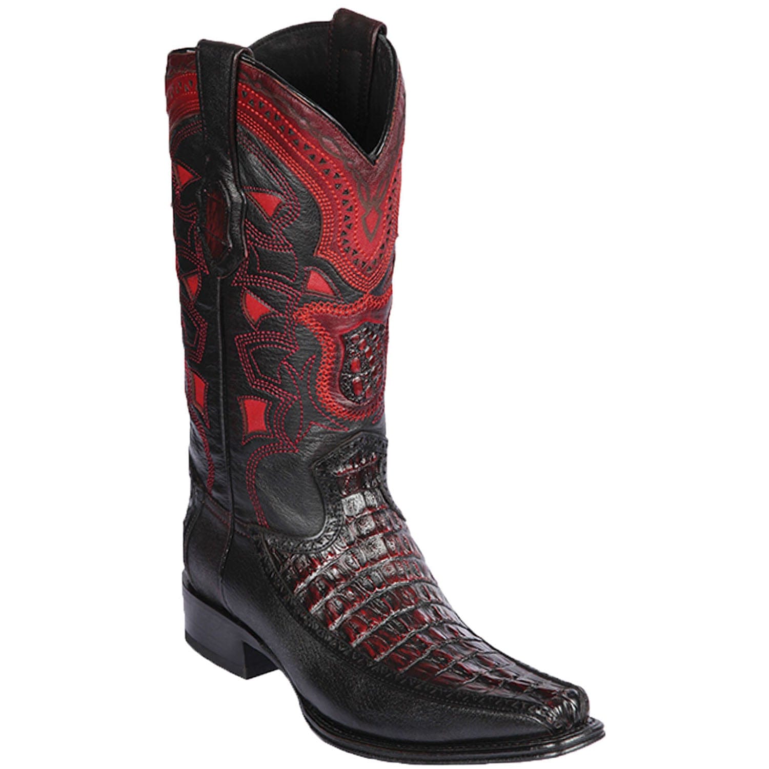 Men's Los Altos Original Caiman Tail and Deer European Square Toe Boots 76F01 - 6