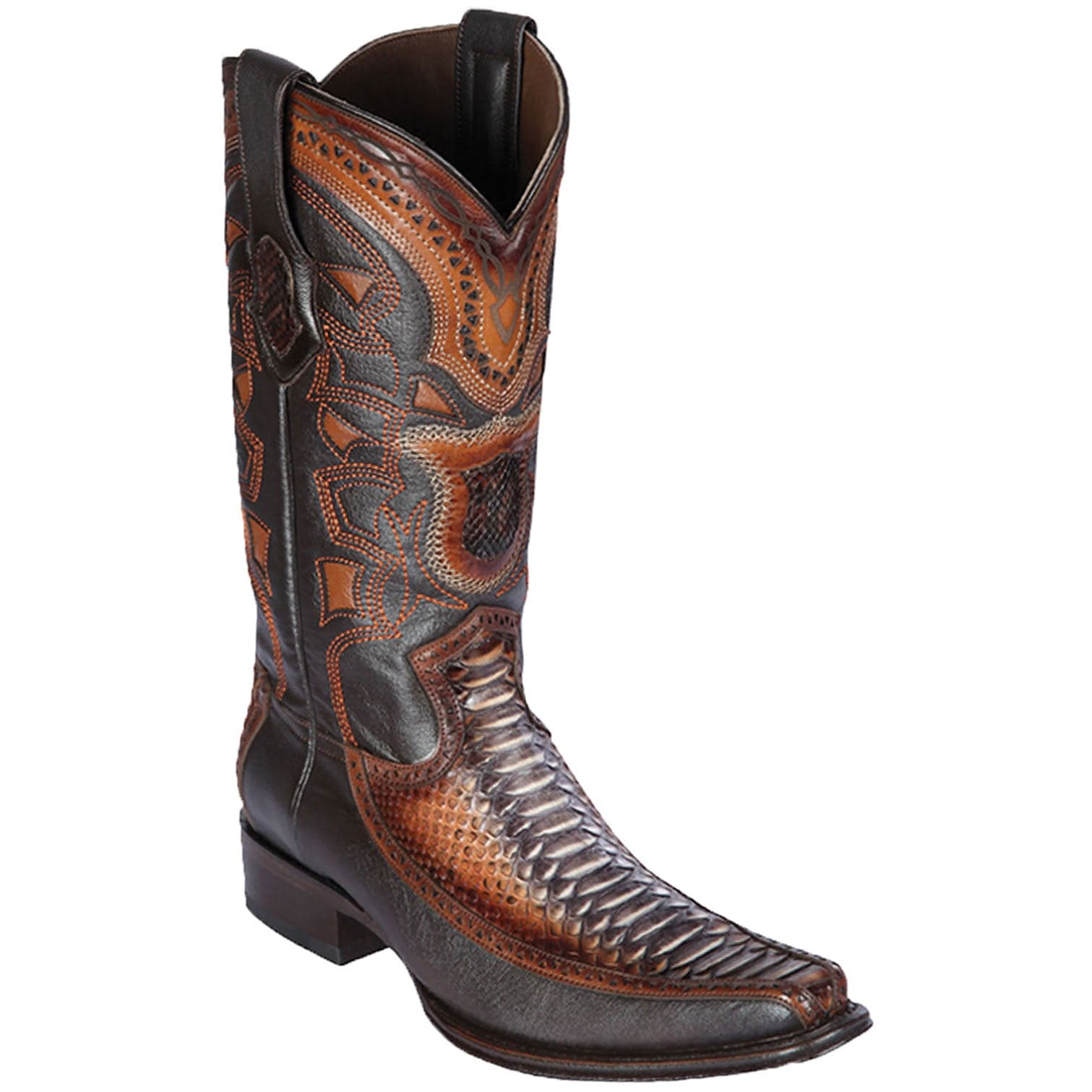 Men's Los Altos Original Python and Deer European Square Toe Boots 76F57 - 6