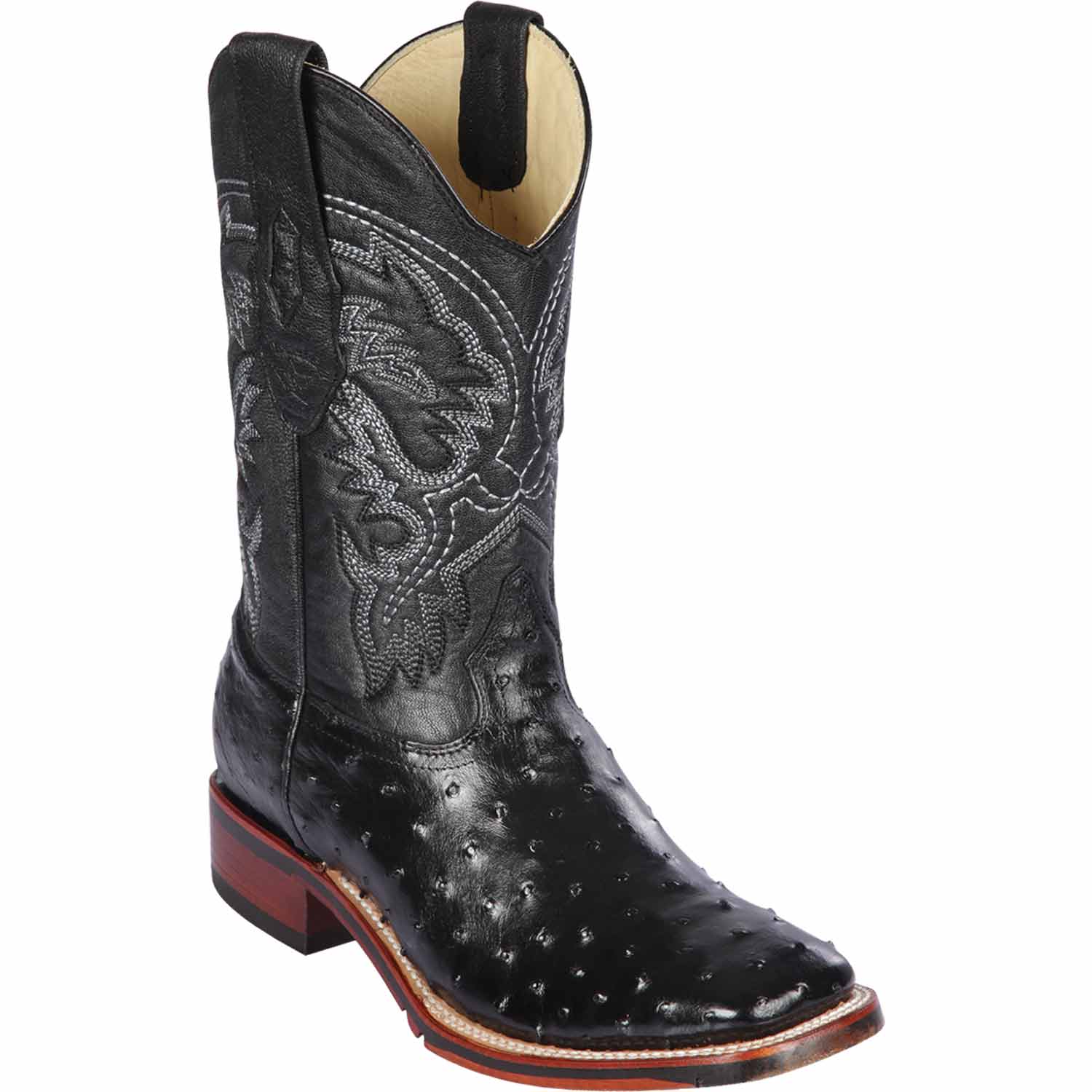 Men's Los Altos Ostrich Skin Wide Square Toe Boots 82603 - 6