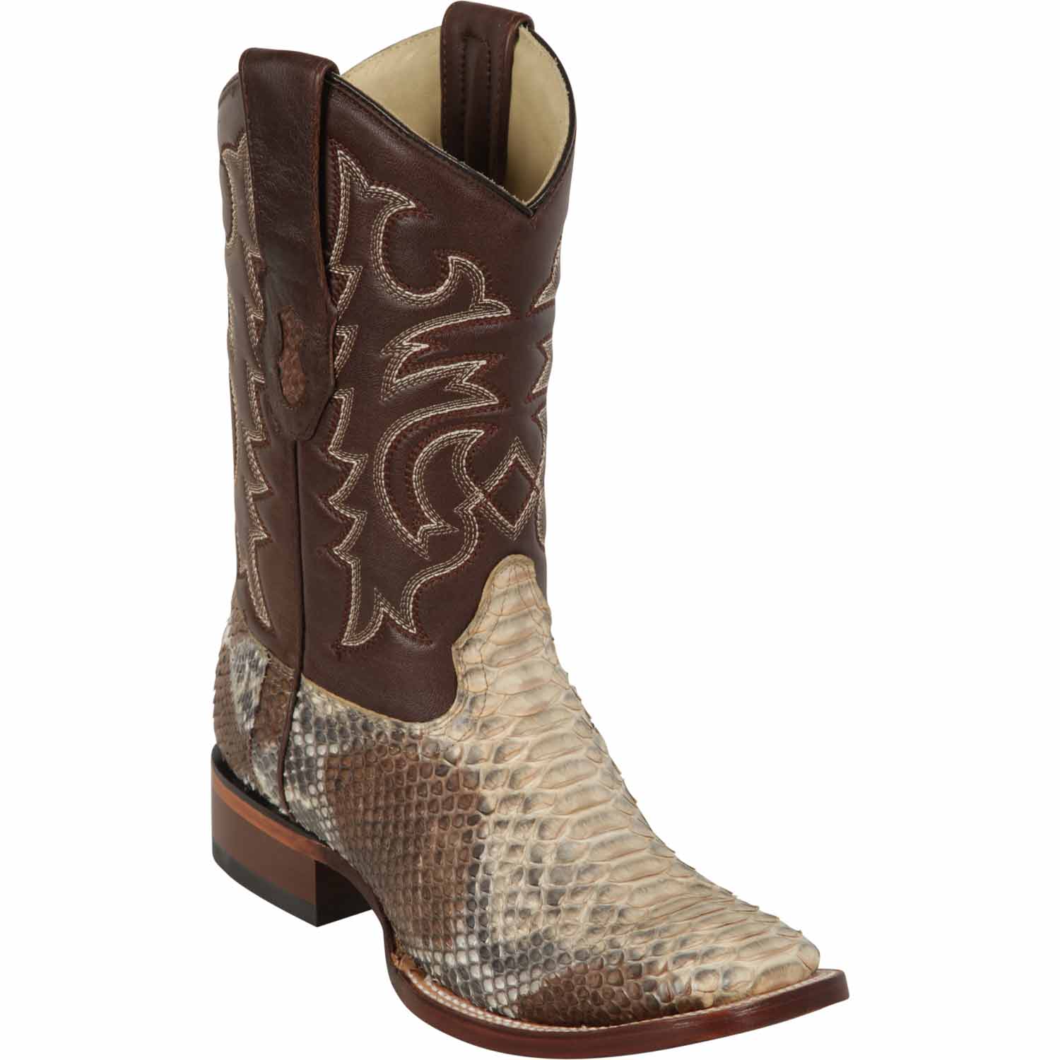 Men's Los Altos Python Skin Wide Square Toe Boots 82257 - 6