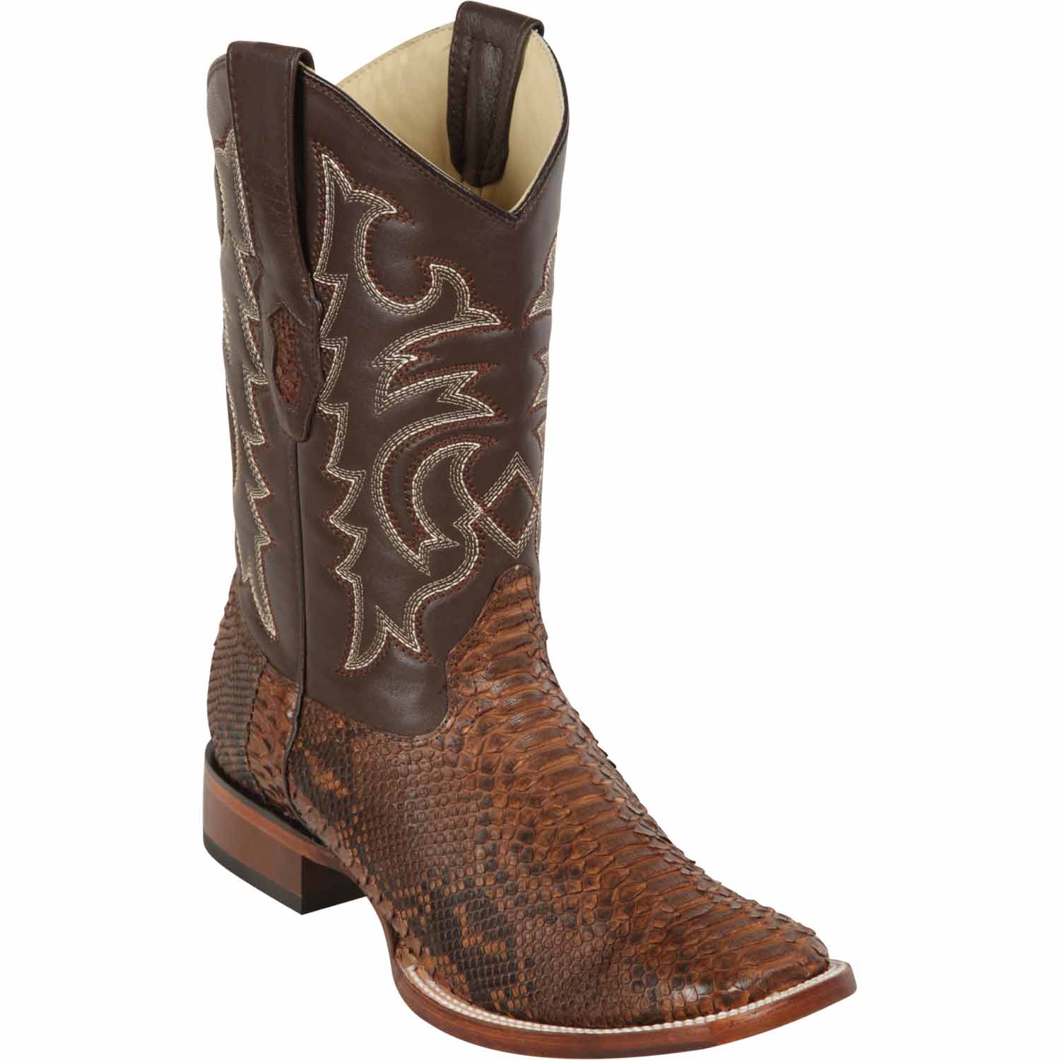 Men's Los Altos Python Skin Wide Square Toe Boots 82257 - 6
