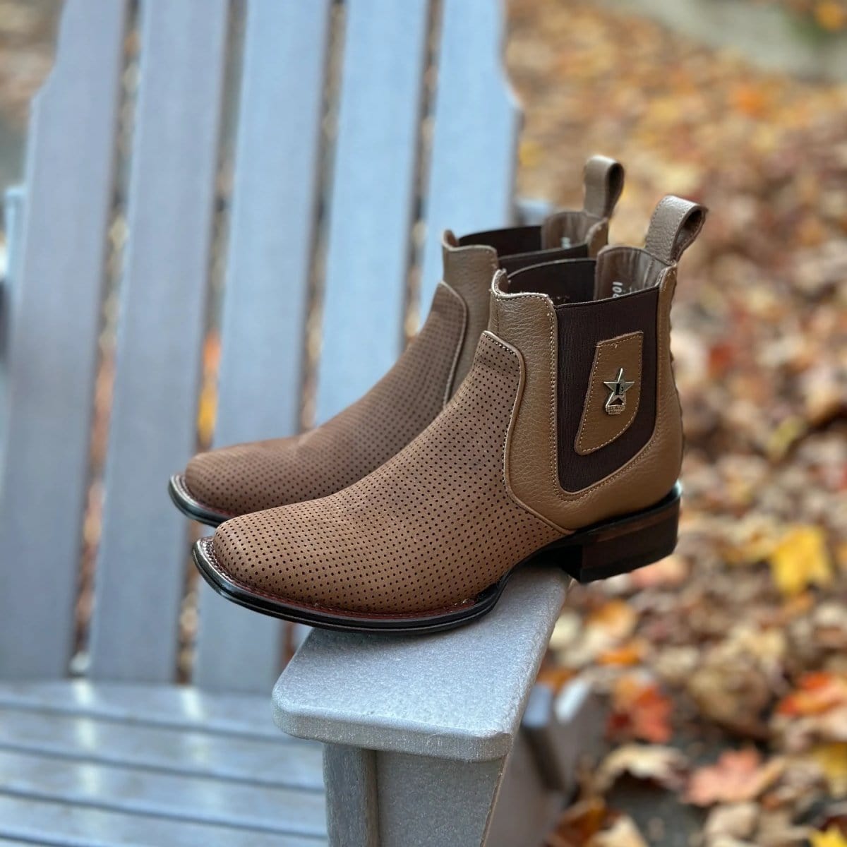 Los Altos Men's Wide Square Toe Suede Leather Short Boots LAB-82BV63 - 6