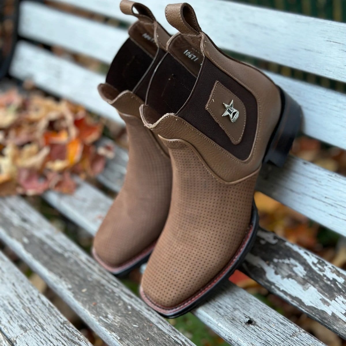 Los Altos Men's Wide Square Toe Suede Leather Short Boots LAB-82BV63 - 6