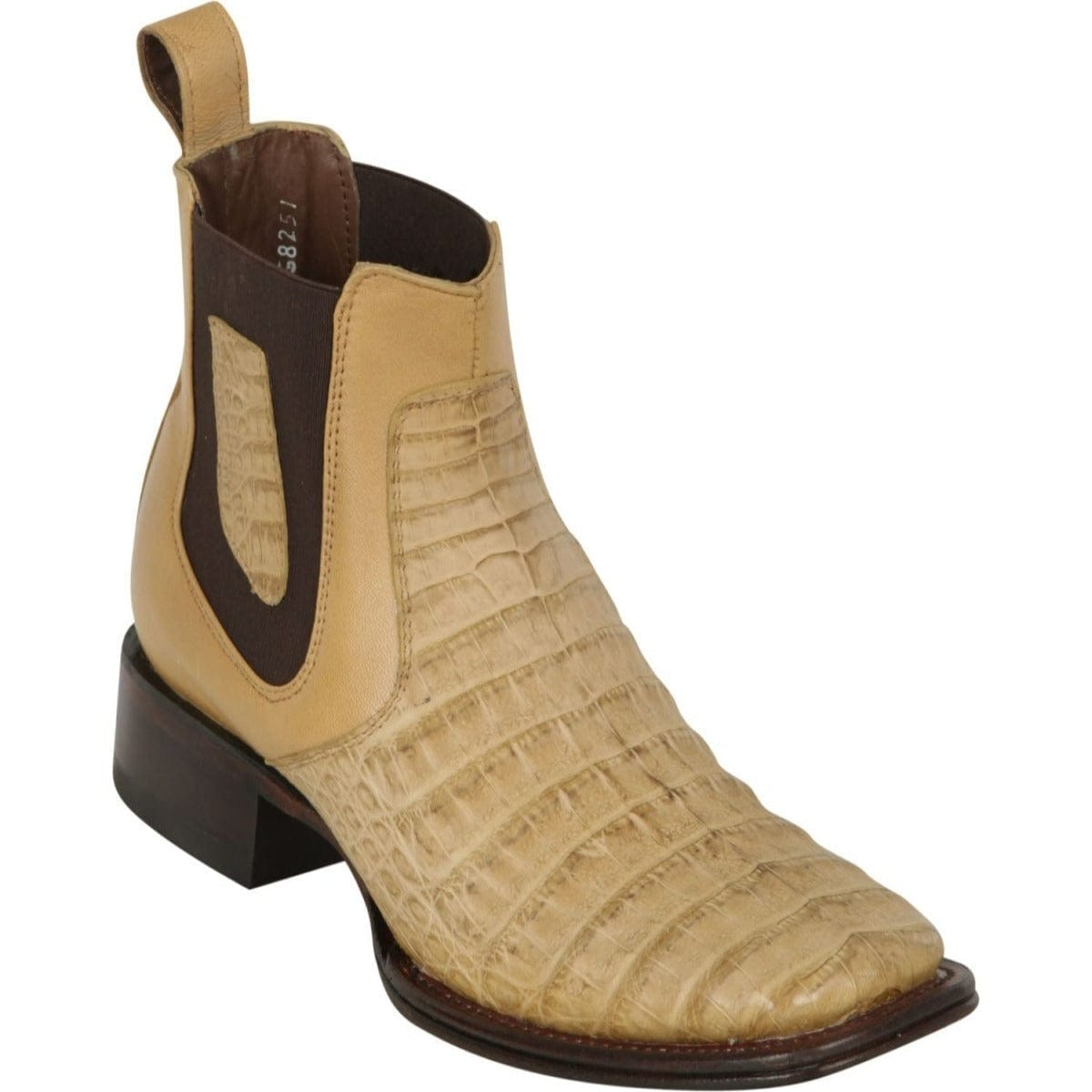 Los Altos Men's Wide Square Toe Caiman Belly Short Boots - Honey 82BVG8251 - 6