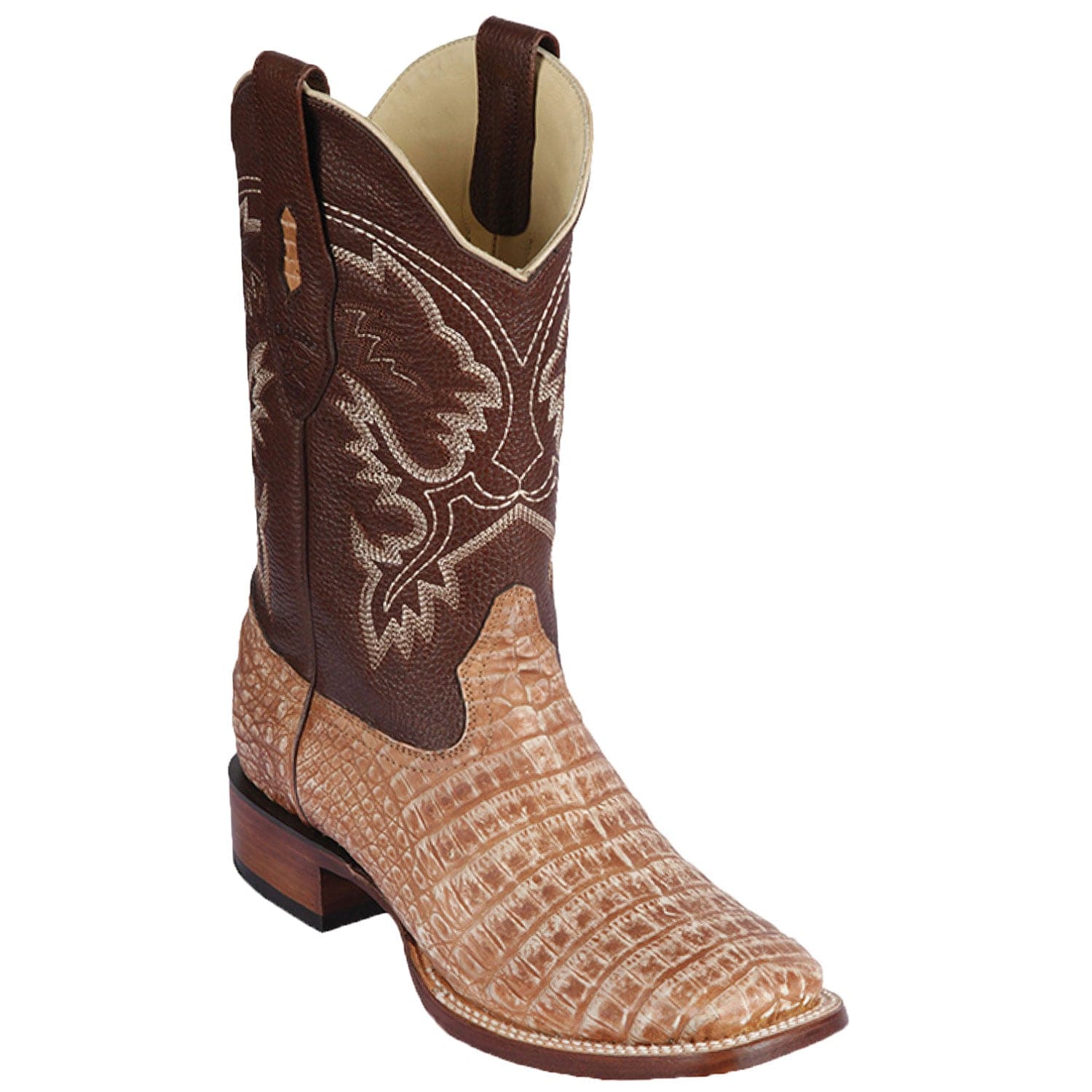 Men's Los Altos Caiman Belly Skin Wide Square Toe Boots 82282-A - 6