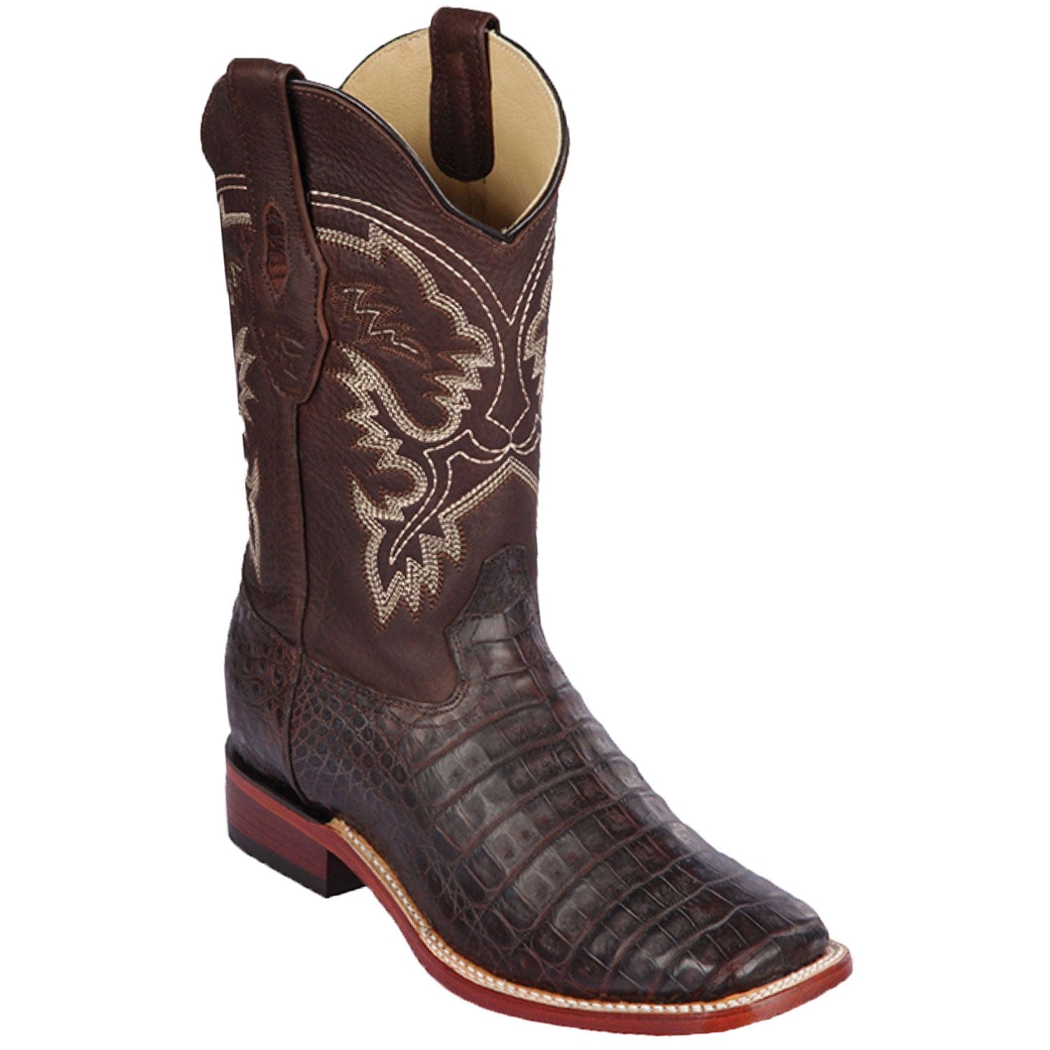 Men's Los Altos Caiman Belly Skin Wide Square Toe Boots 822G82 - 6