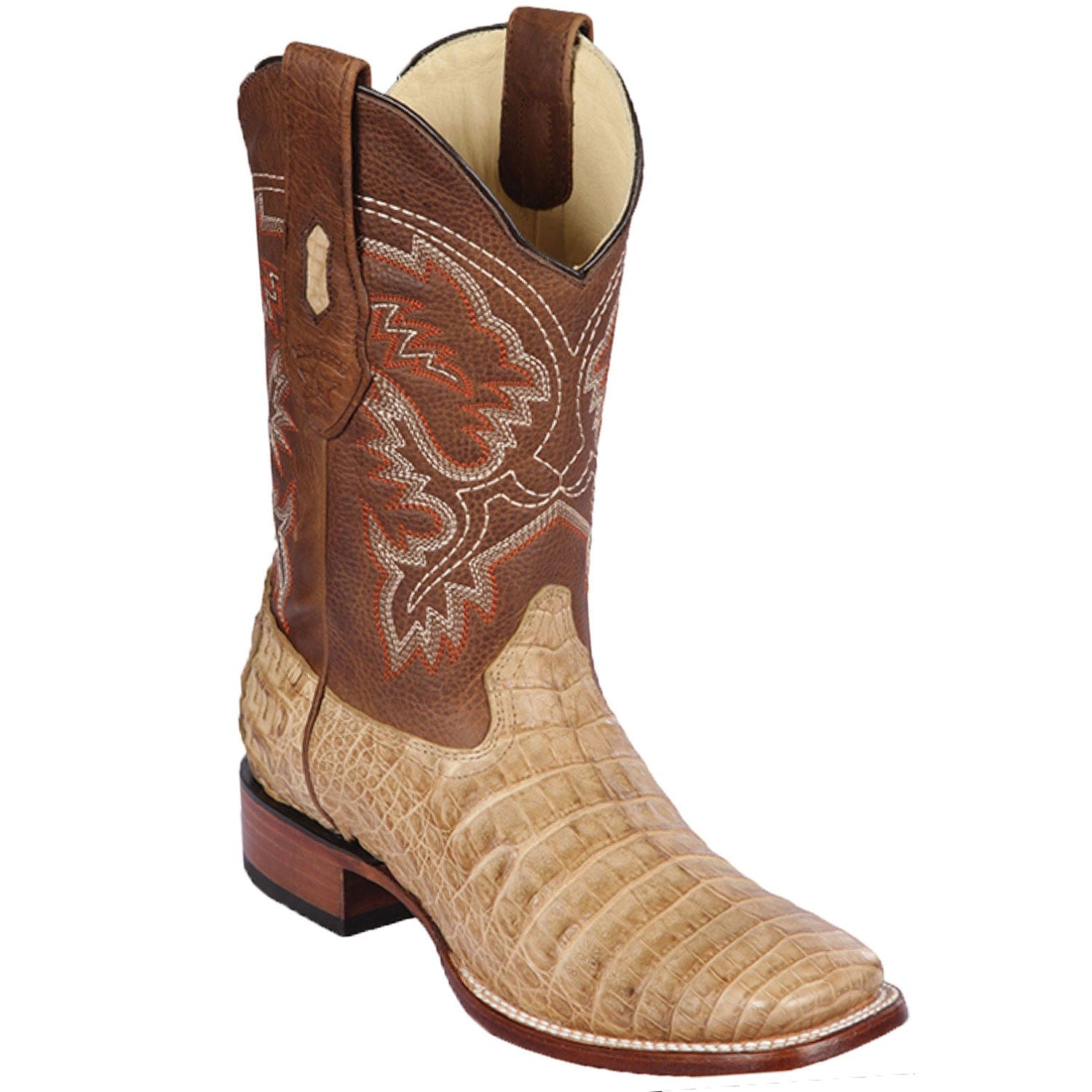 Men's Los Altos Caiman Belly Skin Wide Square Toe Boots 822G82 - 6