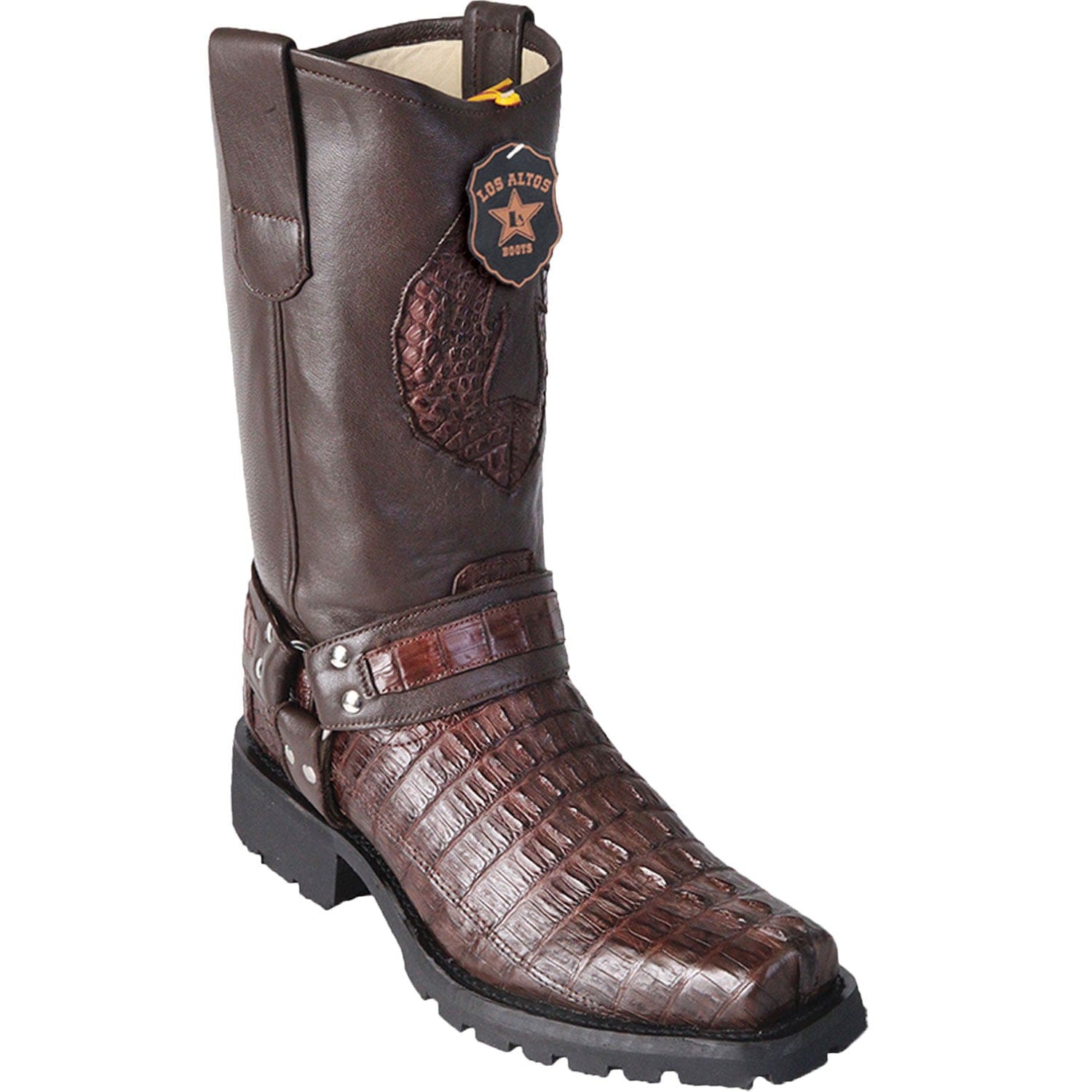 Men's Los Altos Caiman Tail Skin Biker Boots 55T01 - 6