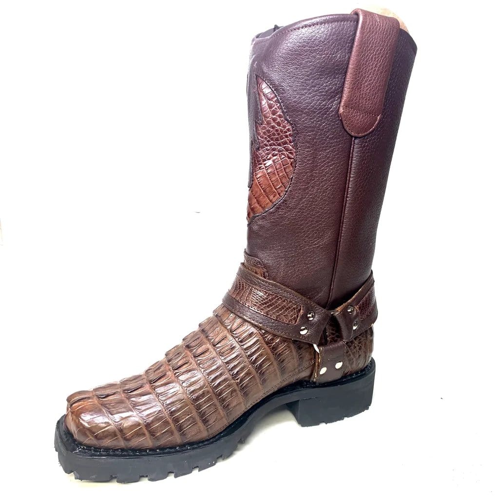 Men's Los Altos Caiman Tail Skin Biker Boots 55T01 - 6