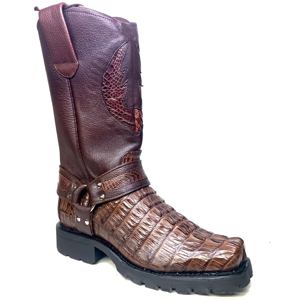 Men's Los Altos Caiman Tail Skin Biker Boots 55T01 - 6