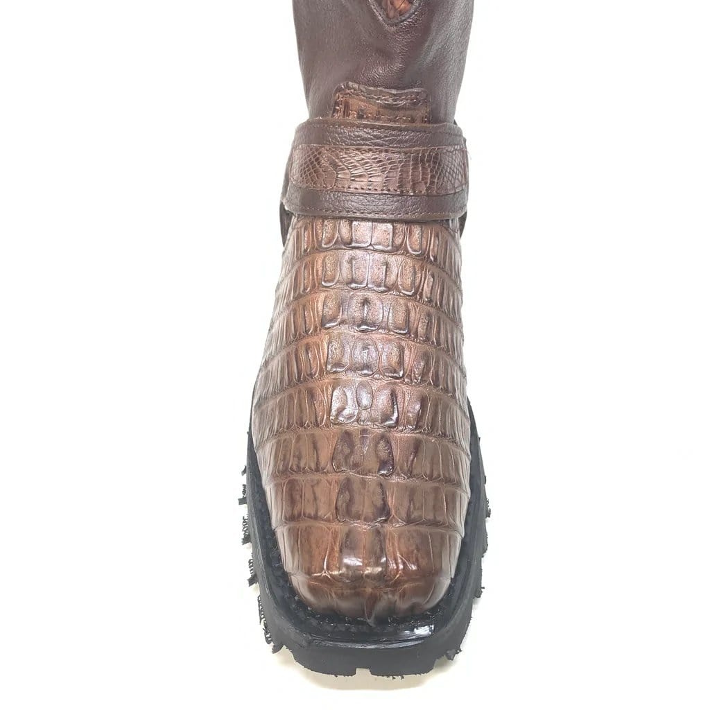 Men's Los Altos Caiman Tail Skin Biker Boots 55T01 - 6