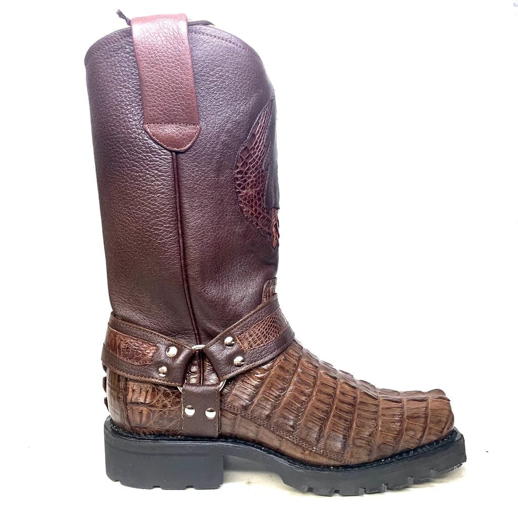 Men's Los Altos Caiman Tail Skin Biker Boots 55T01 - 6