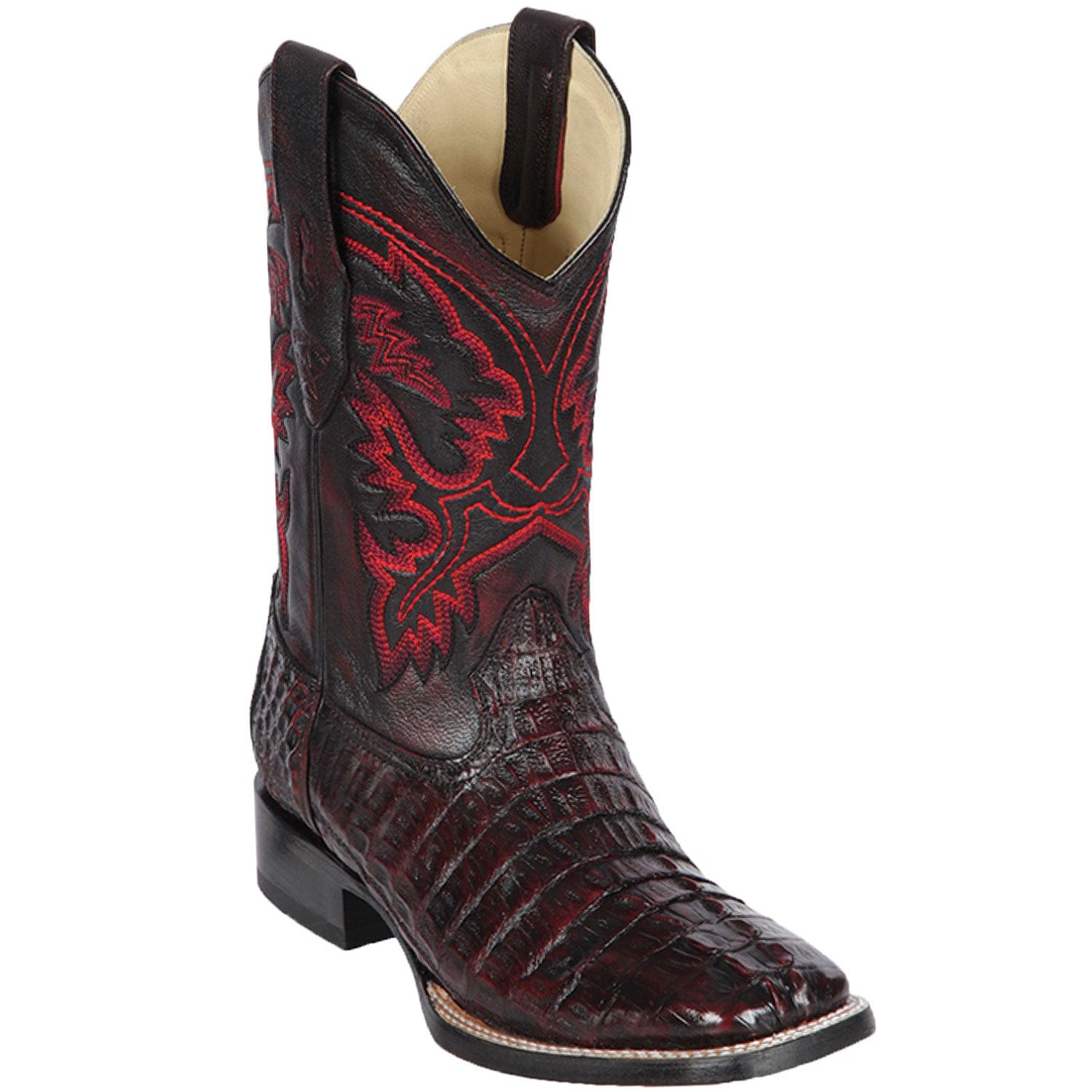 Men's Los Altos Caiman Tail Wide Square Toe Boots 82201-B - 6