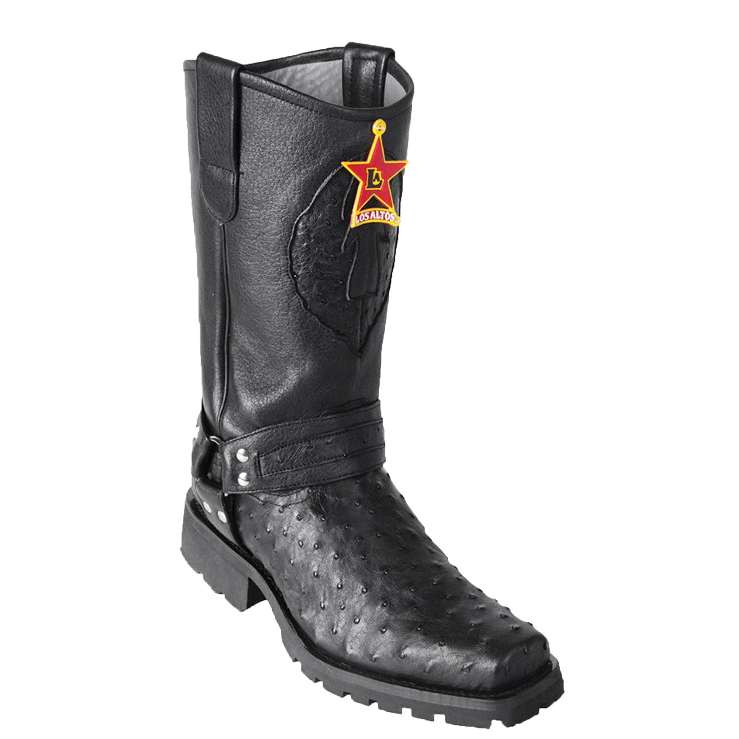 Men's Los Altos Full Quill Ostrich Biker Style Boots 55T03 - 6