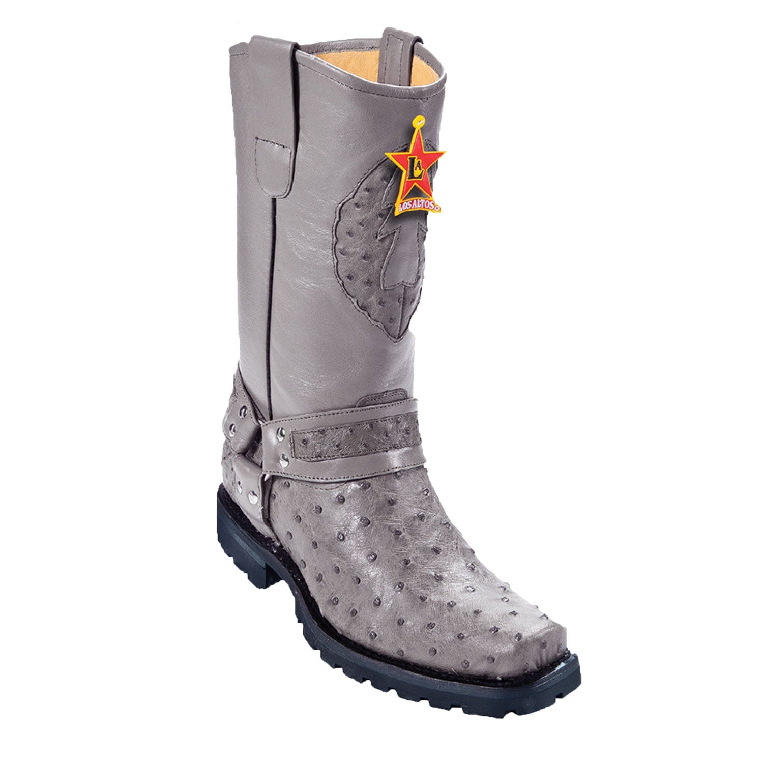 Men's Los Altos Full Quill Ostrich Biker Style Boots 55T03 - 6