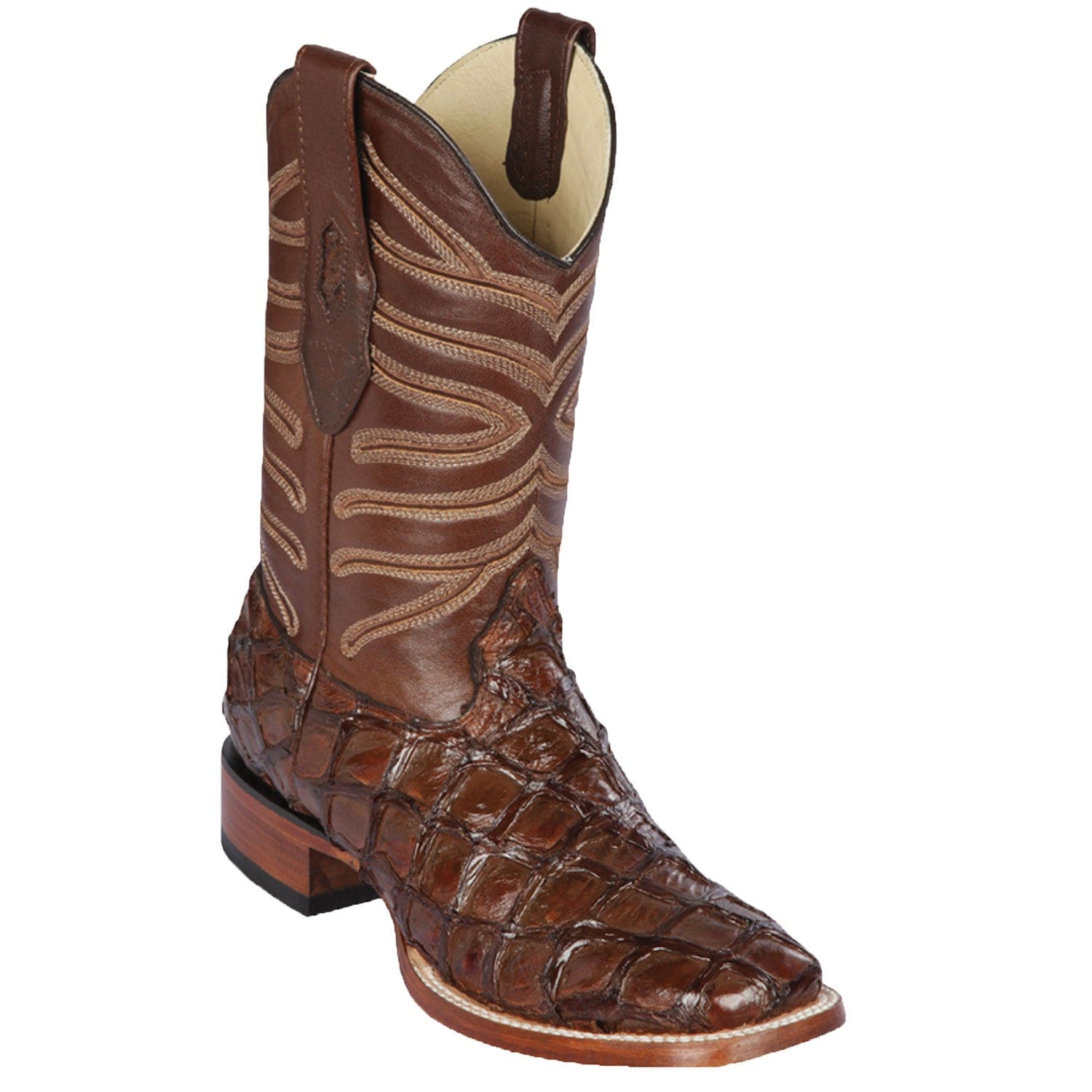 Men's Los Altos Monster Fish Skin Wide Square Toe Boots 82210-A - 6