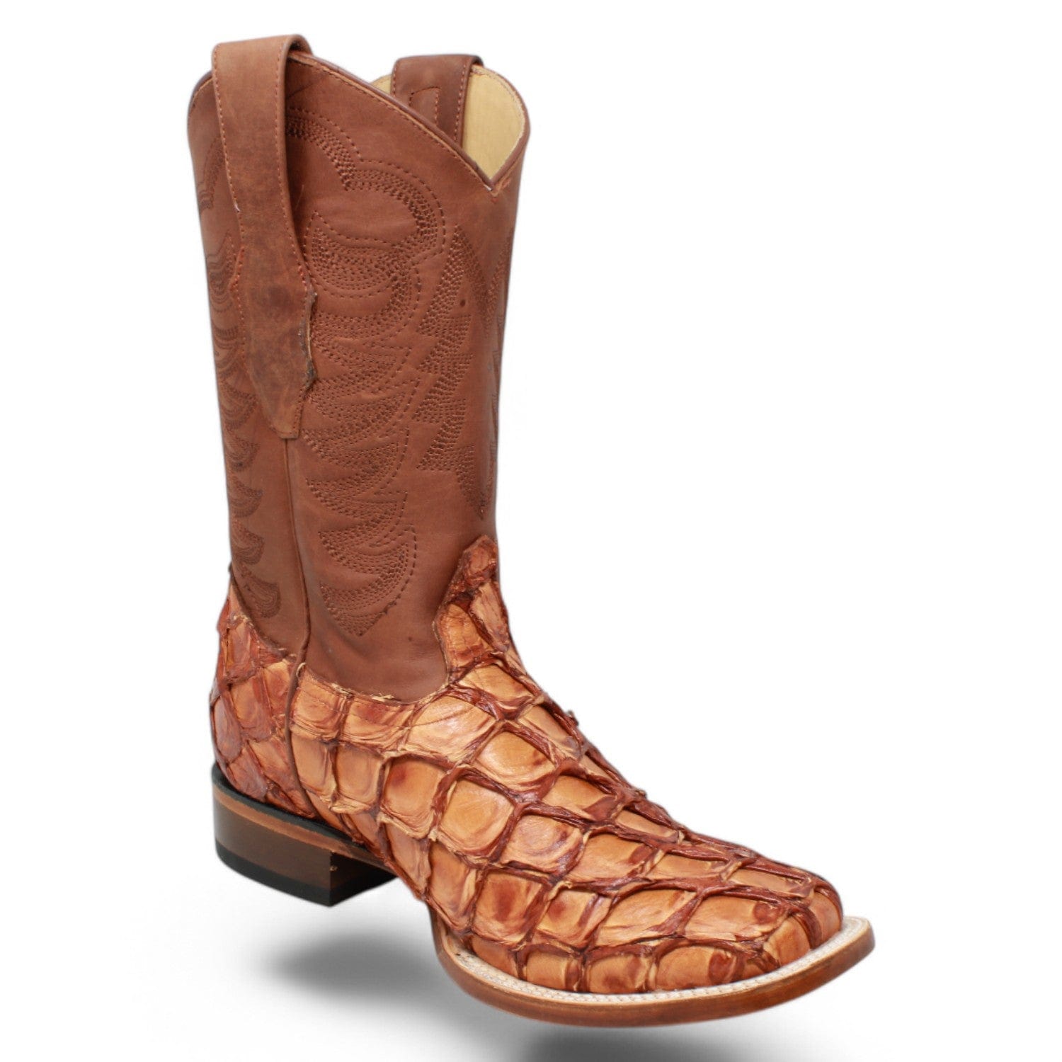 Men's Los Altos Monster Fish Skin Wide Square Toe Boots 82210-A - 6