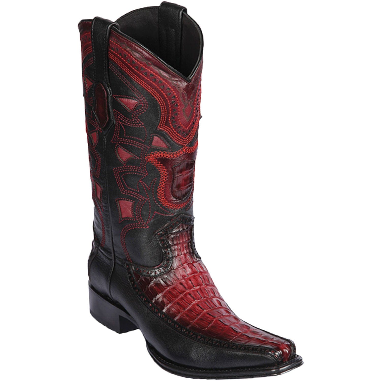 Men's Los Altos Original Caiman Tail and Deer European Square Toe Boots 76F01 - 6