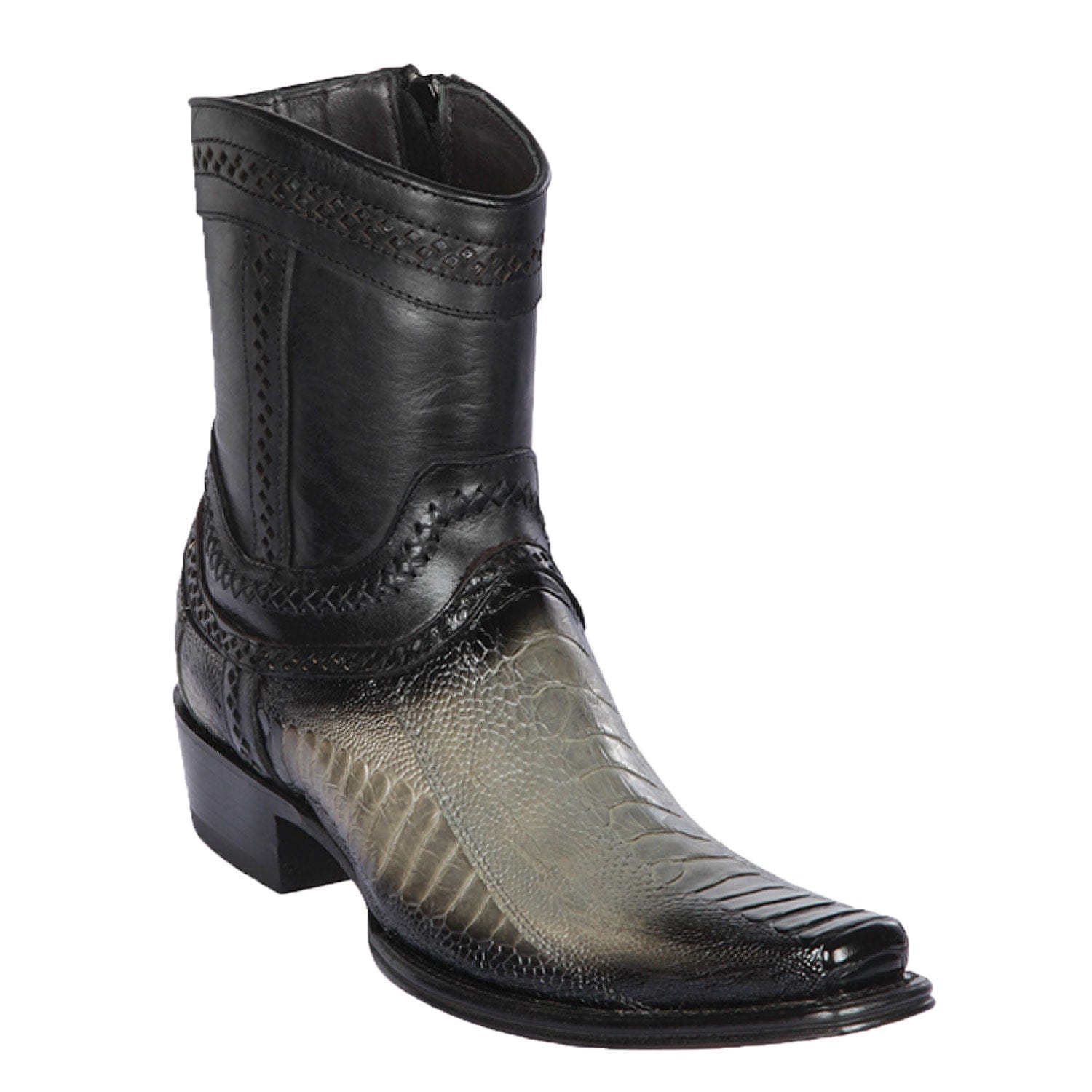 Men's Los Altos Original Ostrich Leg Skin European Toe Short BootS 76B05 - 6