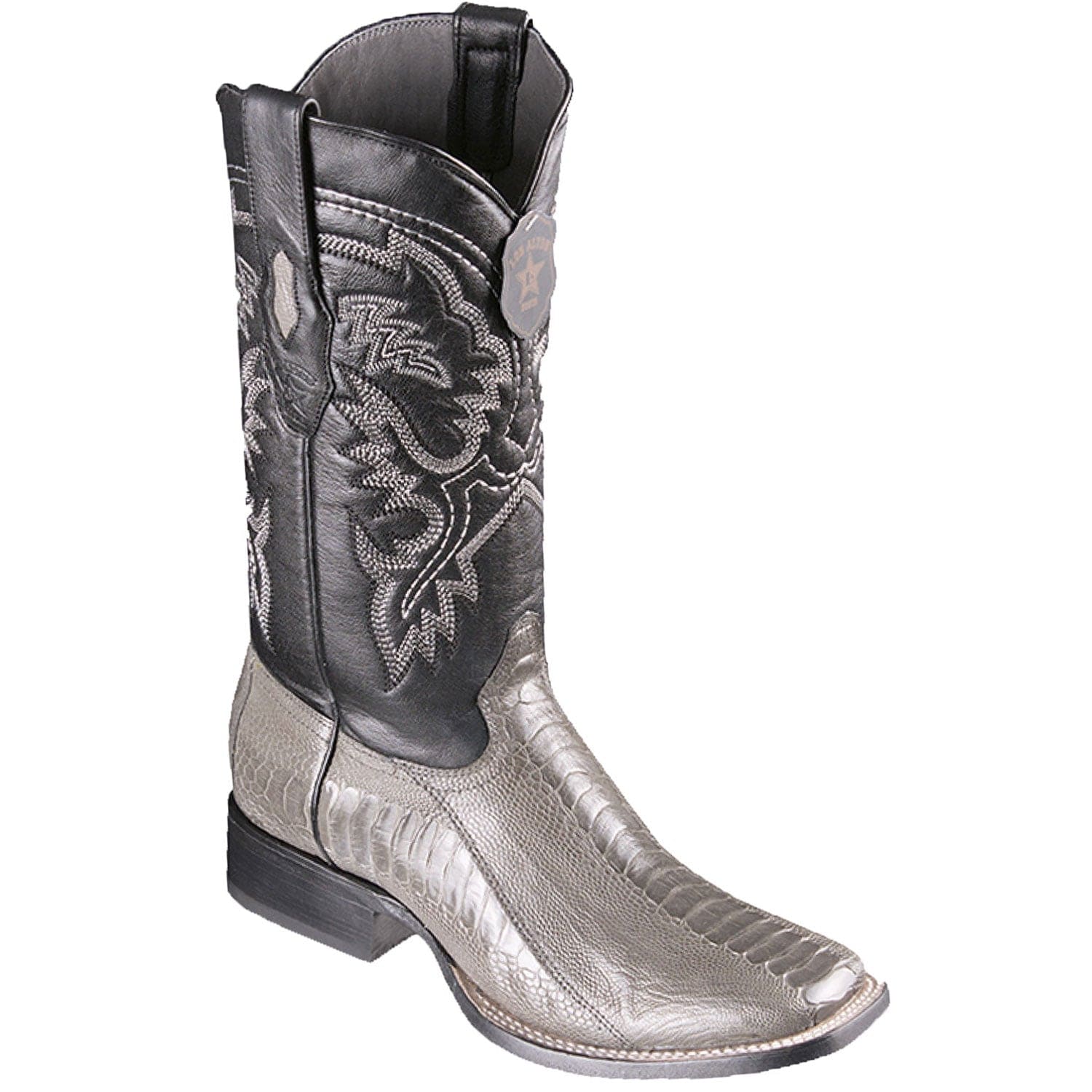 Men's Los Altos Ostrich Leg Skin Wide Square Toe Boots 82205-A - 6